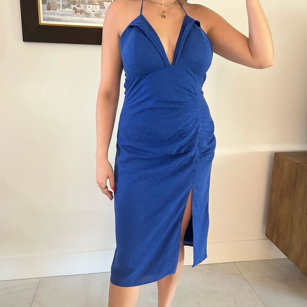 Summer Blue Backless Midi Dress - Picture 5 of 11